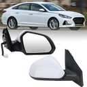 Right Passenger Side Mirror Compatible with Hyundai Sonata 2015 2016 2017 2018 2019 Power Glass Manual Folding Heated 5 Pins Replace HY1321203 | 87620-C2000 (White)