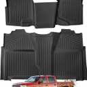 Floor Mats for Chevy Silverado GMC Sierra 1500 2007-2013 & for Chevrolet Silverado Sierra 2500HD 3500HD 2007-2014(Only Crew Cab, Front Bench Seat, w/o Rear Underseat Storage, Carpet Floor), Car Liners
