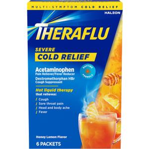Theraflu Daytime Severe Cold Relief Powder, Honey Lemon Flavor, 6 Count