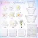 Hoteam DIY Graduation Cap Decorations Kit Included Faux Flowers 3D Butterfly Self Adhesive Rhinestones Glitter Alphabet Letter Stickers for 2026 Grad Cap Topper Party Gifts Decor(White)