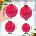 HyDren 24 Pcs Hot Pink Velvet Christmas Ornaments Balls Bulk Flocked Christmas Tree Ornaments 3.15, 2.76, 2.36 Inch Shatterproof Hanging Xmas Tree Balls Decor for Xmas Decorations
