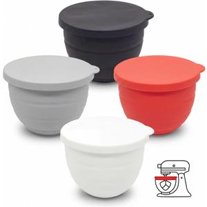 Silicone Bowl Liners for 5 Qt KitchenAid Mixers, 4 Liners with Lids