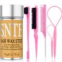 6Pcs Hair Wax Stick Set for Flyaways, Topsy Tail Hair Tools for Women, Teen Girls & Kids, Slick Back Hair Brush, Bun Accessories, Non-greasy Styling Tools Slick Stick, 2.7 Oz