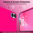 Magnetic for iPhone 16 Case, Compatible with Magsafe, Suction Cup Phone Mount, [2 Screen Protectors][Camera Lens Protector] Silicone Shockproof Protective Slim Phone Cover 6.1", Neon Pink