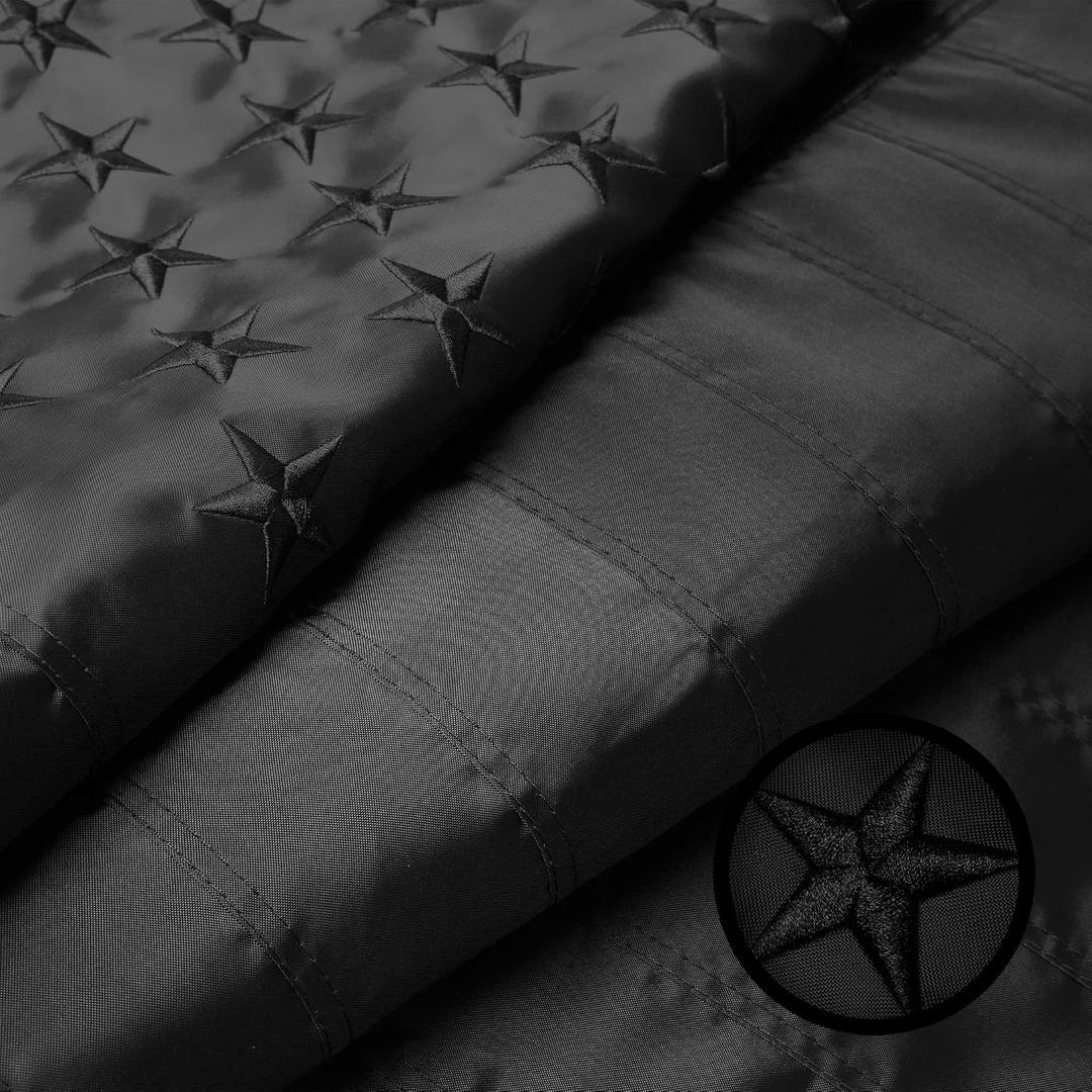 All Black American Flag | 3x5 Ft | Long Lasting US Flag, Made From 210D Polyester, Embroidered Stars, Sewn Stripes, Brass Grommets, Vivid Color, Outdoor/Indoor