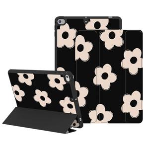 Lornpa Case for iPad 6th/ 5th Generation 9.7 inch (2018/2017), iPad Air 2 & 1 (2014/2013), Protective Case with Pencil Holder, Auto Wake/Sleep Cover for iPad 6th Gen, Black Flowers