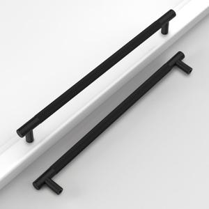 10 Pack 10"(254mm) Matte Black Cabinet Pulls Knurled Kitchen Cabinet Handles Drawer Pulls Cupboard Hardware for Cabinets