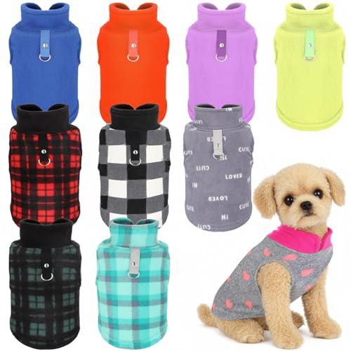 Reginary 10 Pack Medium Dog Sweaters Fleece Pet Dog Clothes with Leash Ring Soft Warm Winter Puppy Plaid Shirt(Stylish)