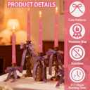 Set of 12 Bow-Printed Taper Candles 10 Inch - Smokeless, Dripless, Long Burn Time, White & Pink Decorative Candles for Wedding, Birthday, Dinner, Holiday Decor & Romantic Gifts