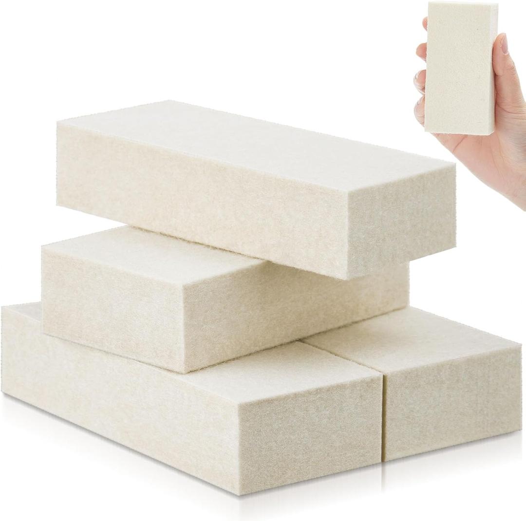 4 Pcs Thickened Felt Blocks Wool Soft Felt Squeegee Automotive Vinyl Wrapping Tool 1'' x 2'' x 4'' White Film Installing Tool for Sandpaper Sanding Polishing for Window Tinting No Scratches