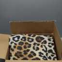 DweIke Leopard Print Rug for Living Room, Machine Washable 4x6 Cheetah Area Rugs for Bedroom, Non-Slip Low Pile Animal Hide Carpet with Rubber Backing for Dining Room Kitchen Home Decor,White Brown