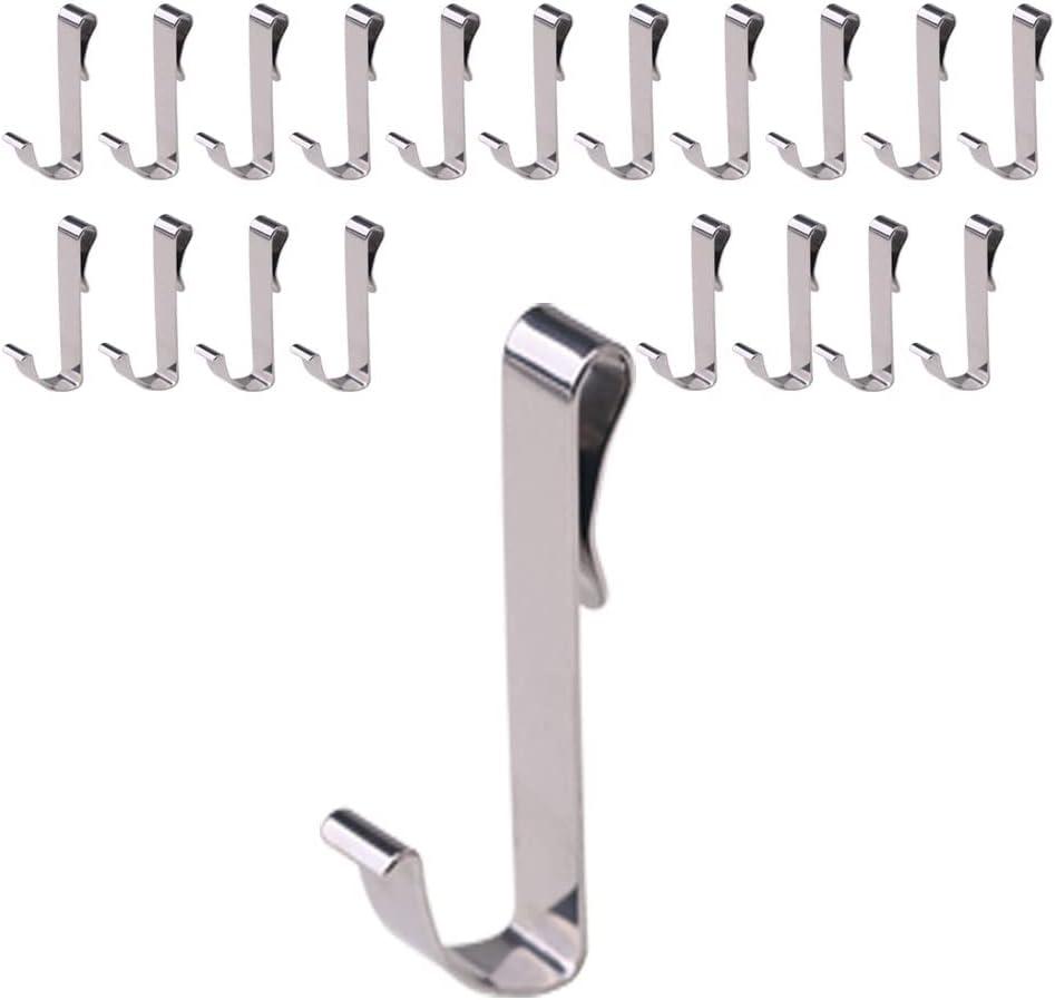 20 Pack Stainless Steel J Shaped Hook, Hanging Sink Grid Hook, Wire Rack Hook, Kitchen, Bedroom, Office, Wire Shelf