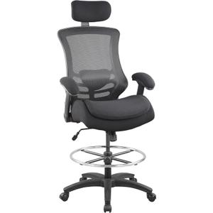 BOLISS 400lbs Ergonomic Drafting Chair,Tall Office Mesh Chair, Standing Desk Chair,Height Adjustable Armrest and Flip up Arms, Adjustable Lumbar Cushion (Black Frame Black Mesh)