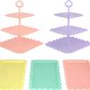 NWK 5 Piece Cake Stand Set with 2 x Large 3-Tier Cupcake Stands, 3 x Appetizer Trays, for Wedding Birthday Baby Shower Tea Party Decorations (Colorful)