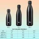 Konokyo Insulated Water Bottles,25 oz Double Wall Stainless Steel Vacumm Metal Flask for Sports Travel,Midnight Black