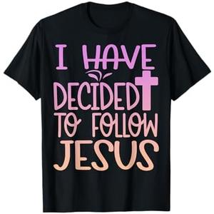 Baptism I Have Decided to Follow Jesus Baptized Christian T-Shirt, L, Black