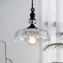 CVKASH Vintage Glass Pendant Light Fixture Black Modern Adjustable Chandelier Hanging Light for Farmhouse Dining Room Kitchen Bedroom Hallway Island