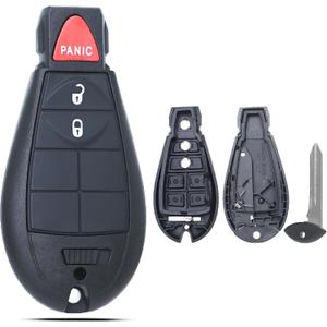 Key Fob Shell Case Replacement Fits for Dodge RAM 1500 2500 3500 Grand Caravan Journey Durango Jeep Grand Cherokee 2010 2011 2012-2017 Keyless Entry Remote Control 3 Button Pad Cover