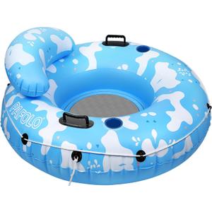 River Tubes for Floating Heavy Duty, Pool Float Adult, 45" Inflatable Float Tube for Beach Lake Rafting, River Floats with Mesh Bottom (Blue and White)