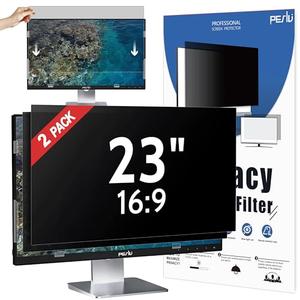 [2 Pack] 23 Inch Privacy Screen for Computer Monitor 16:9 Aspect Ratio, Eye Protection Anti Blue Light Glare Shield, 23inch Removable Black Blackout Anti Spy Desktop Security Private Filter