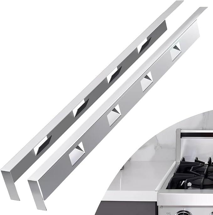 2Pcs Adjustable 23'4-26' Stove Gap Cover Range Gap Filler 316 Stainless Steel Counter Trim Kit Between Stove Edge and Counter Don't Melt Like Silicone Heat Resistant and Easy to Clean (Silver)