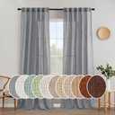 MIULEE Grey Linen Curtains 108 Inches Long for Bedroom Living Room, Soft Thick Linen Textured Window Drapes Gray Semi Sheer Light Filtering Rod Pocket Back Tab Burlap Look Farmhouse Decor, 2 Panels