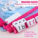 4 Pcs 18.7 Inch Hot Pink Acrylic Mahjong Tile Racks with Pushers for Game Night American Mahjong Racks Tile Set for Mah Jong Lovers and Beginners