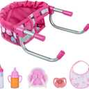 BABESIDE Baby Doll High Chair with Feeding Accessories, Doll High Chair Set for 12-20 Inch Dolls,Baby Doll Highchair & Feeding Set for Pretend Play, Perfect for 3+ Year Old Kids Boys & Girls