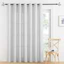 RYB HOME Extra Wide Semi Sheer Curtains Linen Textured Privacy Room Divider Drape for Living Room Patio Sliding Glass Door, W 100 x L 90 inch, 1 Panel, Dove Grey