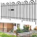 10 Panels Garden Tube Fence with Gate, 36in(H)×21.6ft(L) Tall No Dig Fence Animal Barrier, Heavy Duty Metal Decorative Garden Edging Border, Ground Defense Temporary Fencing for Outdoor Yard, Black