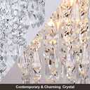 FRIXCHUR Small Crystal Chandelier Led Crystal Ceiling Lights 3 Tiers Crystal Raindrops Chandelier Pendant Lighting Fixture Decoration for Bedroom Hallway Living Room,Chrome,E26