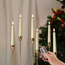 Eywamage Short Ivory Flameless Taper Candles with Remote, Flickering Battery LED Wax Candlesticks Set of 6