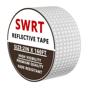 SWRT Reflective Tape 2 Inch x 160 Feet DOT-C2 Shining Star Fade Resistant White Reflective Tape Outdoor Waterproof Strong Adhesive Safety Warning Tape Reflector Conspicuity Tape for Trailer Truck Bike