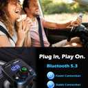 Handsfree Call Car Charger, Wireless Bluetooth 5.3 FM Transmitter Radio Receiver, MP3 Audio Music Adapter, Dual USB Ports, LED Show Voltage/FM Frequency, Compatible for iPhone Samsung Smartphones