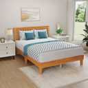 PayLessHere Wood Platform Bed Frame Full Size Solid Wood Bed Frame with Headboard Wood Slats Support No Box Spring Needed Easy Assembly,Brown