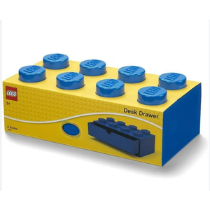 ROOM Copenhagen Lego Storage Brick 8 Desk Drawer, 8-Stud Stackable Tabletop Storage Box, 12.4 x 6.2 x 4.4 in, Bright Blue
