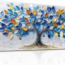 VXMXFTE Large Canvas Wall Art For Living Room Bedroom Wall Decor For Office Dining Room Abstract Blue Tree Painting Restaurant Hallway Wall Home Decor Prints Artwork Picture Aesthetics 24x48 In