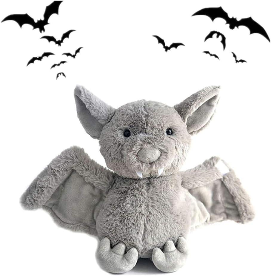 NatureMan 11 inch Plush Bat Stuffed Animal Plush Toy Halloween Bat Decor Bedtime Toys for Kids (Grey)