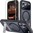 xiwxi for iPhone 17 Pro Case with Kickstand,[Compatible with Magsafe][1*Screen Protector],Military-Grade Protection & Anti-Yellowing,Magnetic Case for iPhone 17 Pro,Black