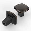 Asidrama 10 Pack Oil Rubbed Bronze Kitchen Cabinet Square Dresser Drawer Cabinet Hardware Zinc Knobs for Dresser Drawers (Single Hole Knob)