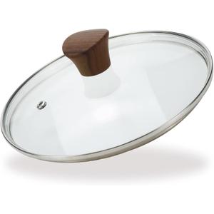 LC LICTOP Tempered Glass Lid, Fit for 8 Inch Cookware, Universal Pot and Pan Cover Replacement - Dishwasher Safe Glass Cover with 304 Stainless Steel Edge & Heat Resistant Bakelite Knob (Brown)