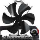 Wood Stove Fan 6-Blade, Heat Powered Stove Fan with Hook for Stove & Thermometer, Fireplace Fan for Efficient Home Heating, Ideal for Wood Burning Stoves, Fireplaces, Tent Camping Accessories