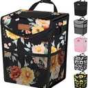 Pritent Car Trash Can with Lid, Cute Leakproof Car Trash Garbage Bag Hanging Vehicle Trash Bin Small Portable Automotive Garbage Cans Organizer for Back/Front Seat/Console(2.8 Gallons,Rose)