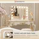 Keonjinn White Vanity Mirror with Lights 23" x 18", 15 LED Bulbs Hollywood Makeup Mirror with 2 Replacement Bulbs, 3-Color Lights, Aluminum Metal Frame, USB Charging Port for Gift Birthday Anniversary