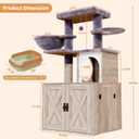 Cat Tree with Litter Box Enclosure, Hidden Litter Box Furniture with Cat Tower, Cat Tree with with Sisal Scratching Post,Hammocks,Condo,Multiple Platform,Soft Plush Perch, Grey