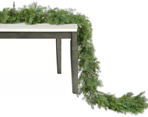 JoyHome 6FT Pine Christmas Garland Clearance, Artificail Christmas Greenery Garland, Realistic Cedar Cypress Garland for Holiday Mantel Fireplace Table Centerpiece Party Decoration