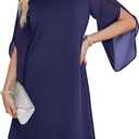 RUMIA Cocktail Dresses for Women Chiffon Sleeve Wedding Guest Dress, L