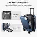LEVEL8 Grace Carry on Luggage Airline Approved, 20 Inch Expandable Hard Sided Luggages with Spinner Wheels, Harshell Small Rolling Suitcase for Women Men with Tsa Lock, Blue, 20 Inch - Ext