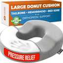 5 STARS UNITED Donut Pillow Hemorrhoid Tailbone Cushion Large Floor Cushion for Pain Relief Coccyx, Prostate, Sciatica, Pelvic Floor, Pressure Sores, Pregnancy, Postpartum Recovery, Light Gray