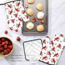 Christmas Cardinal Birds Oven Mitts and Pot Holders Sets of 3, Cardinal Birds Red Berry Decor Oven Mitts, Rdinal Bird Kitchen Decor Heat Resistant Non-Slip Silicone Gloves for Cooking Baking BBQ